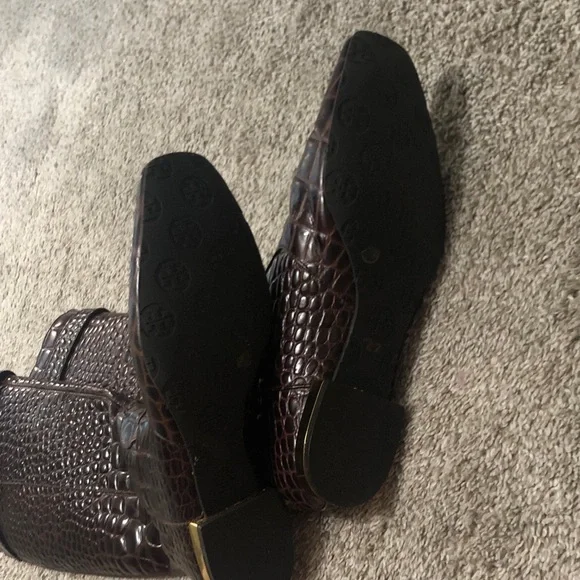 AUTHENTIC TORY BURCH Leather Equestrian rider Boot Crocodile print - Picture 10 of 11